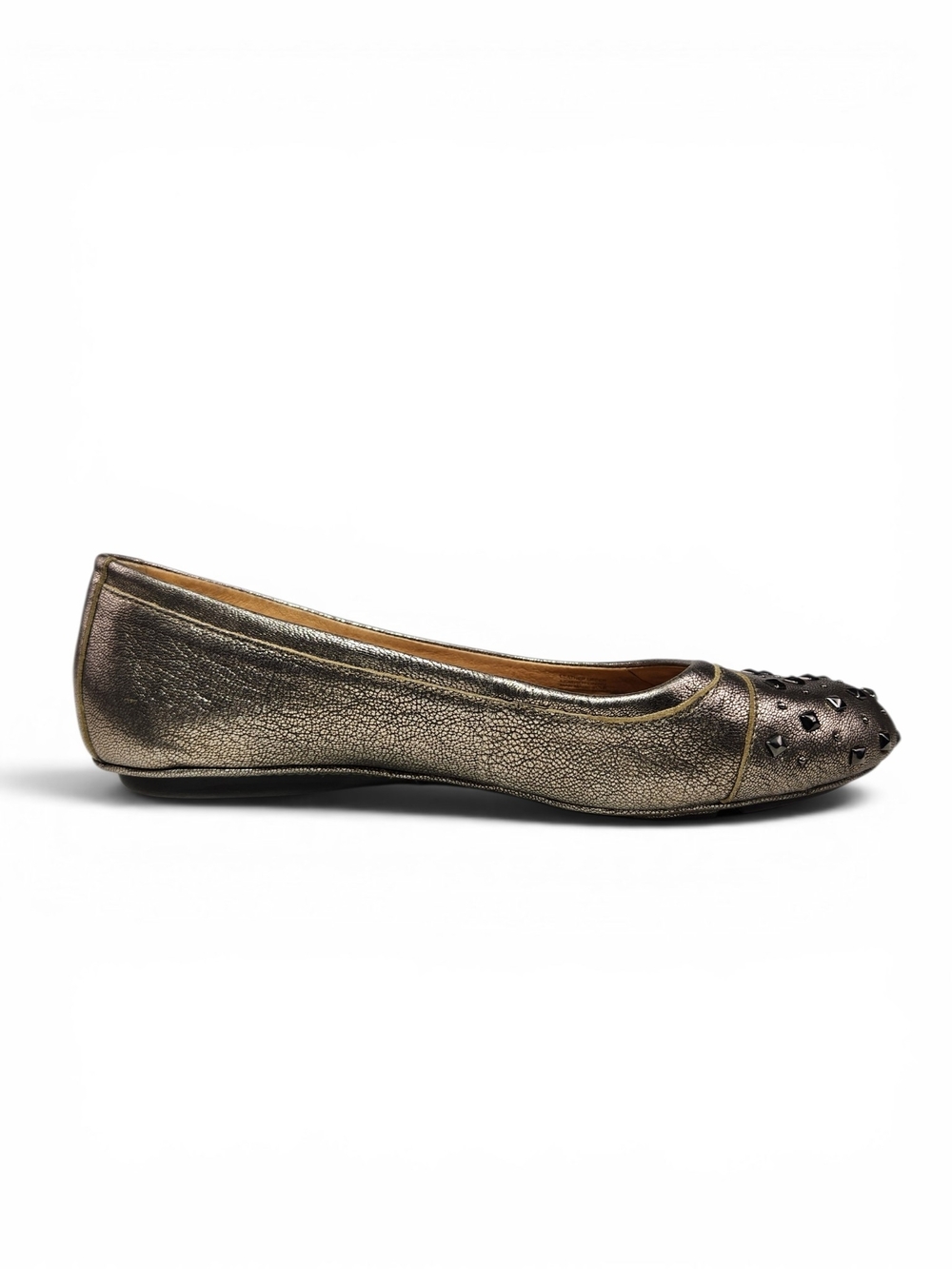 Naturalizer Studded Metallic Pewter Ballet Flats Comfort Slip On Women's 8.5